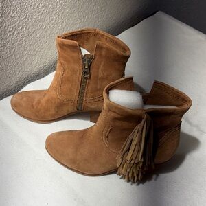 Sam Edelman Tan Suede Tassel Ankle Boots - Women's